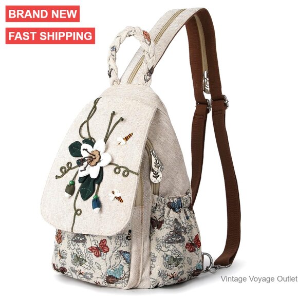 Canvas Mini Backpack Convertible Sling Bag Hand Craft Artisan Purse Daypack